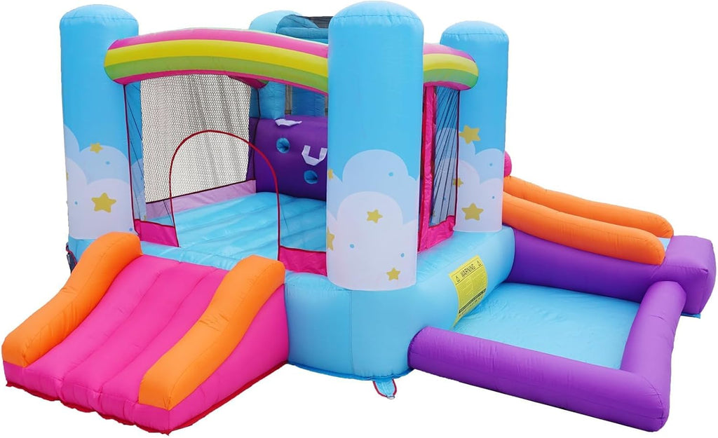Inflatable Bounce House with Air Blower, Ball Pit, Slides, Reinforced PVC Bounce Floor U111392