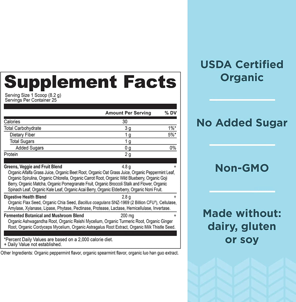 Organic Super Greens, Mint, 7.23 oz H907312