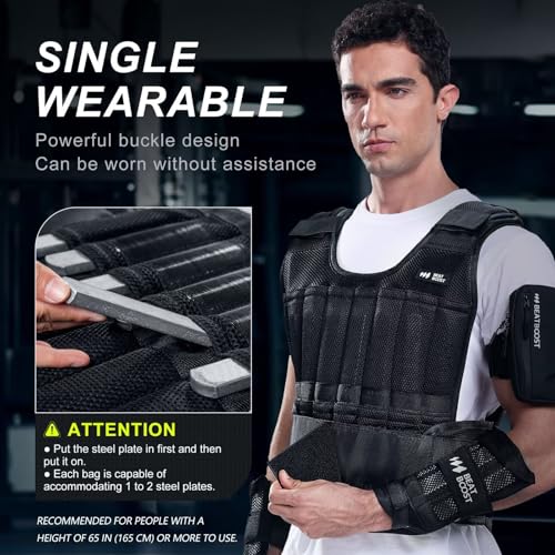 20lb/30lb/40lb/50lb/60lb Adjustable Weight Vest with Steel Plates B537944