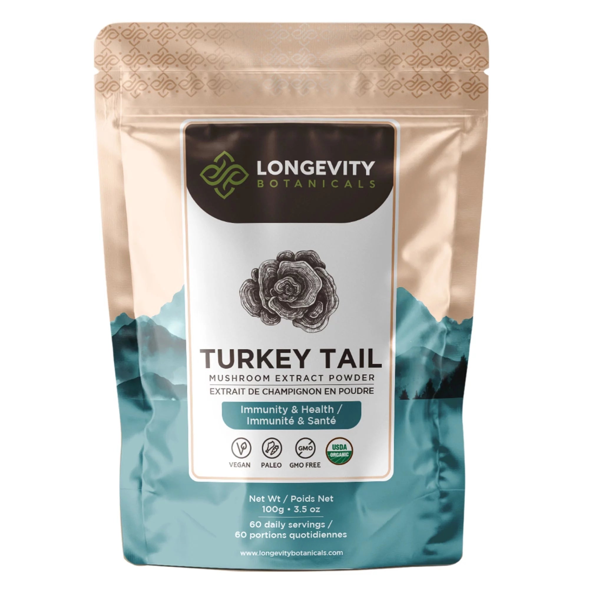 Organic Turkey Tail Mushroom Supplement Powder 3.5 oz Z646