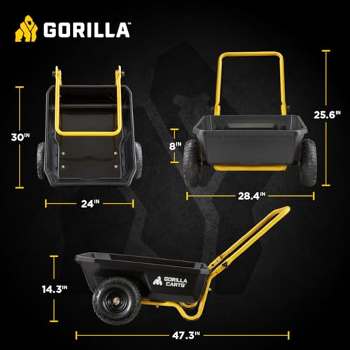 Black/Yellow Poly Dump Cart, 4 cu ft, 300 lb. Capacity R95949