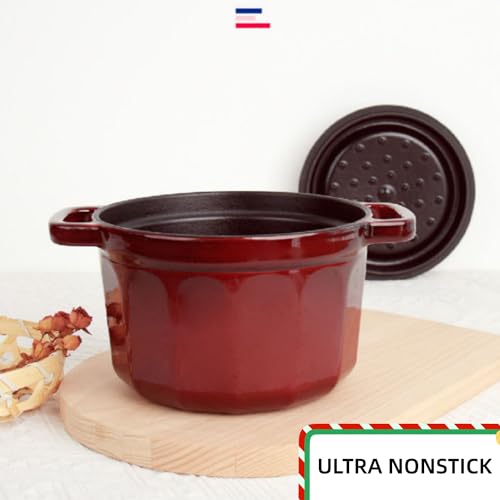 2QT Red Enamel Coated Cast Iron Dutch Oven E99081