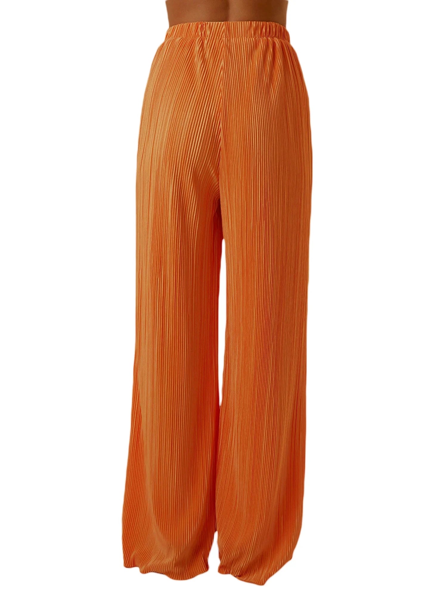 Women Casual Solid Colour Loose Fit Elasticated Waist Long Trouser with Pockets X48740