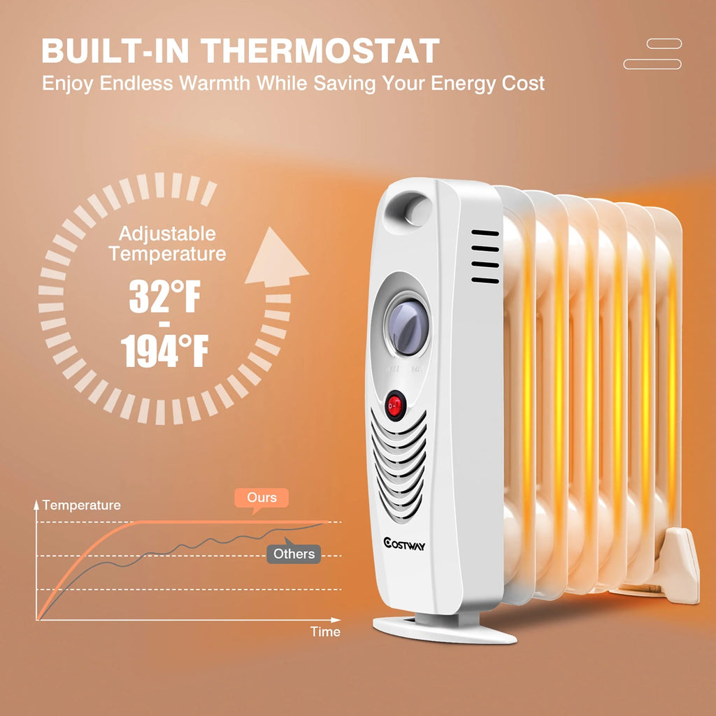 Portable Mini Electric Oil Filled Radiator Heater 7-Fin Q8217