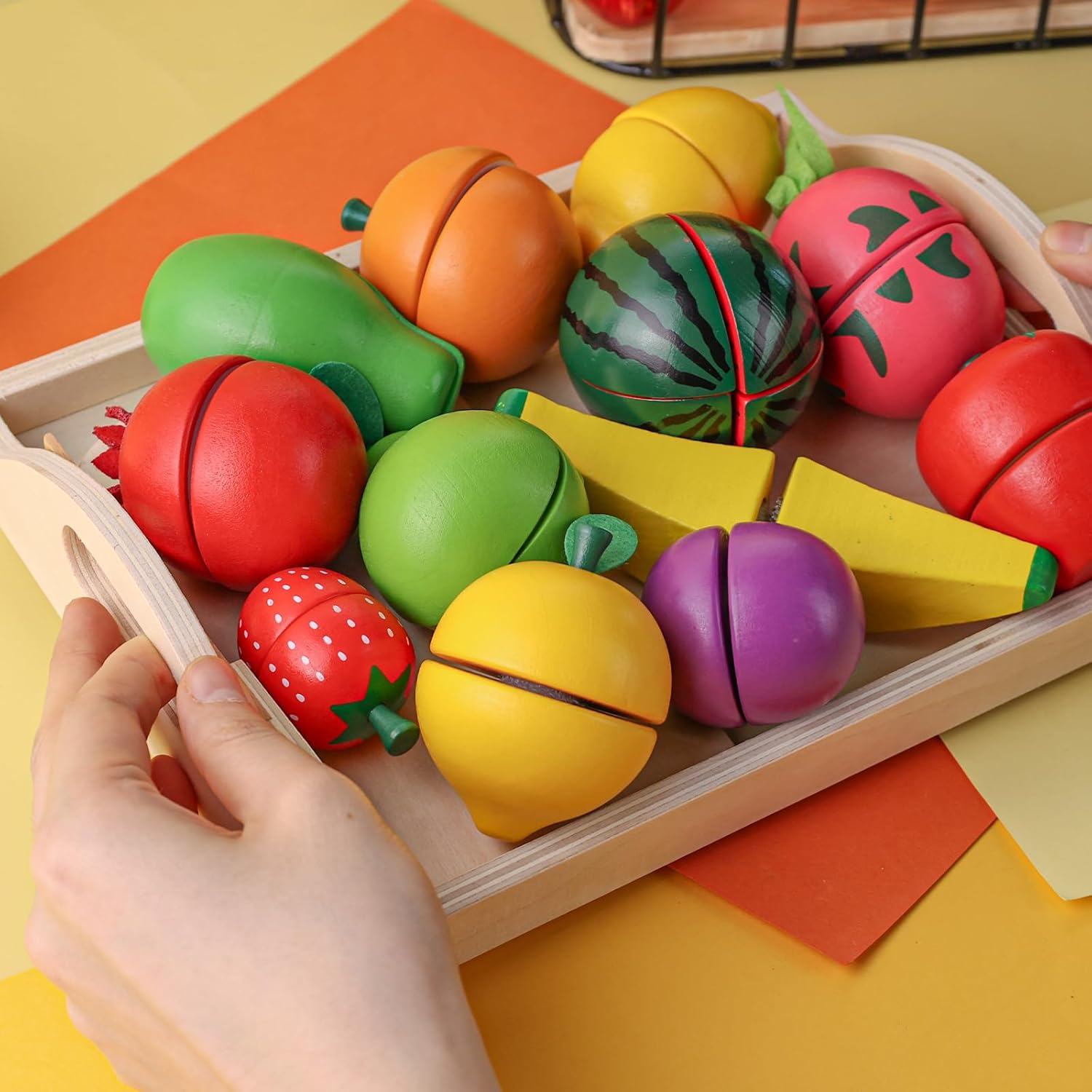 Wooden Play Food Set with Wooden Tray S331