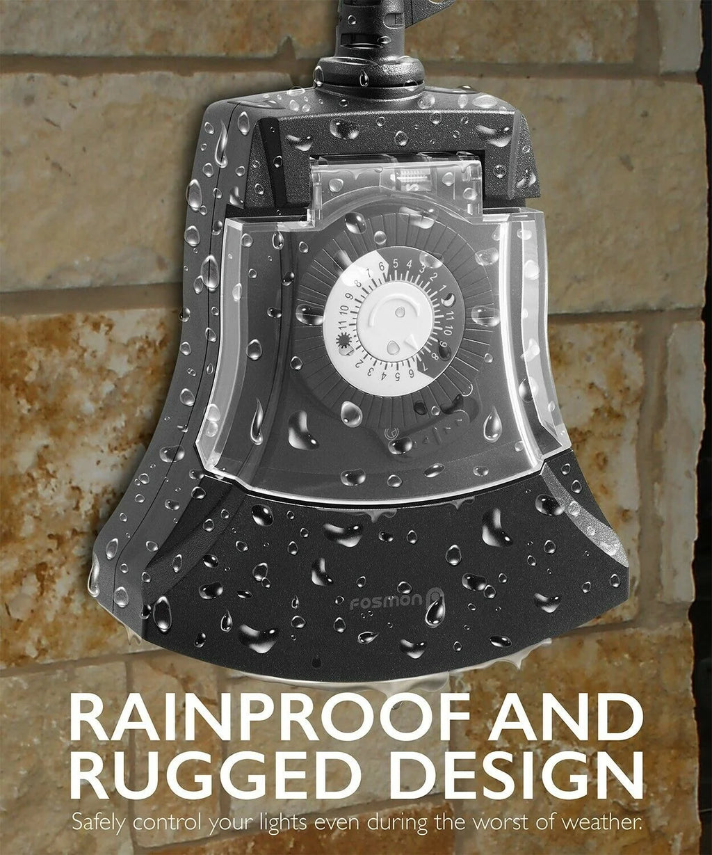24 Hour Outdoor Mechanical 3 Outlet Timer Weatherproof Automatic Switch Light Y689196
