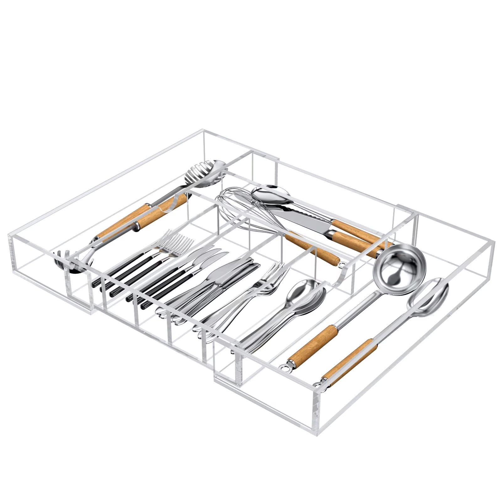 Clear Acrylic Expandable Drawer Organizer with 9 Compartments Q333620