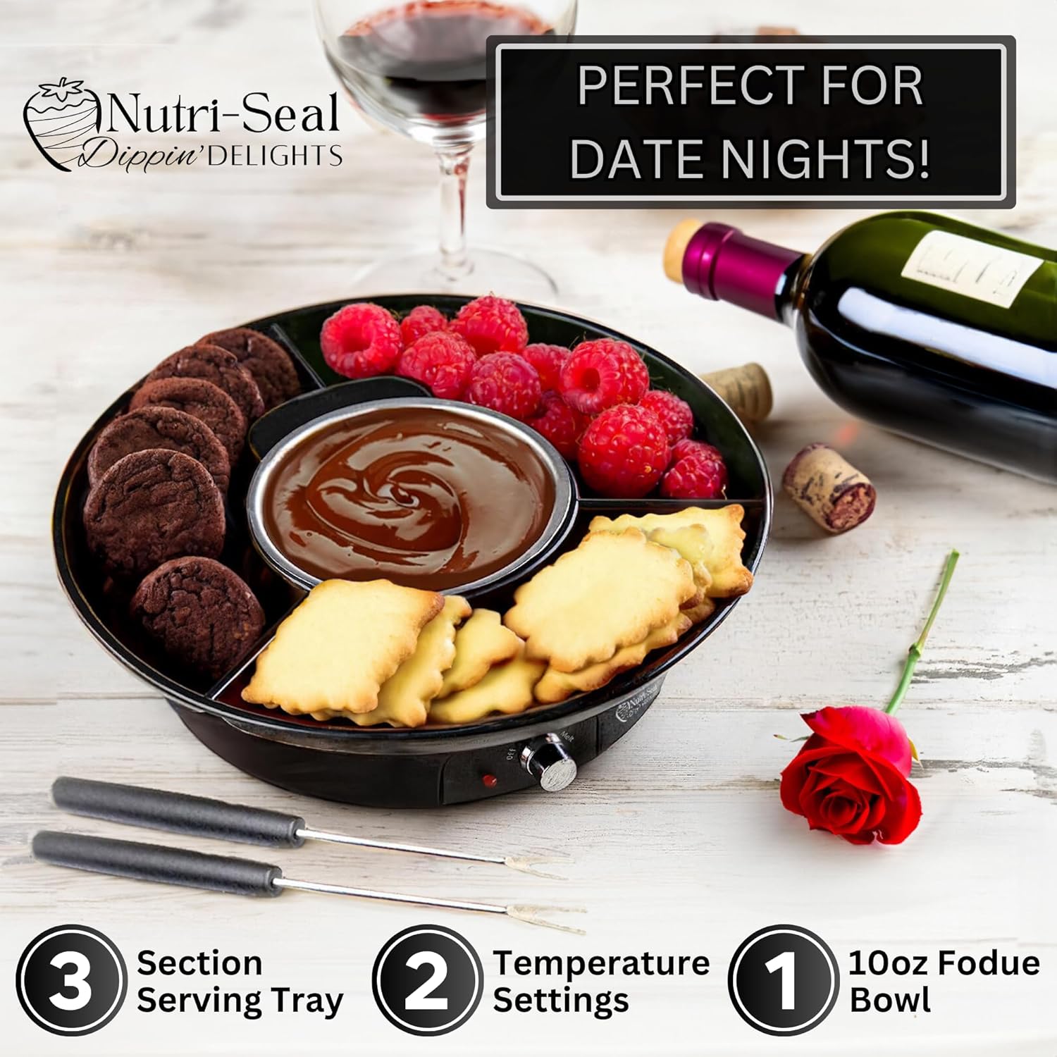 Electric Fondue Pot Set with 4 Roasting Forks X922007