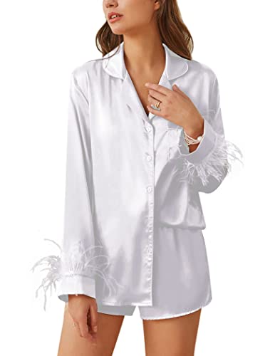 Women's Silk Satin Pajama Set Long Sleeve Sleepwear H994823