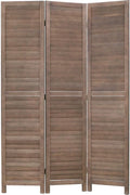 3 Panel Wood Room Divider 4.3 Ft Tall Folding Wood Screen (Brown) L55545