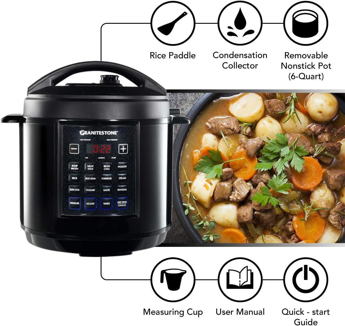 12-in-1 6 Quart Electric Pressure Cooker with LED Display P129