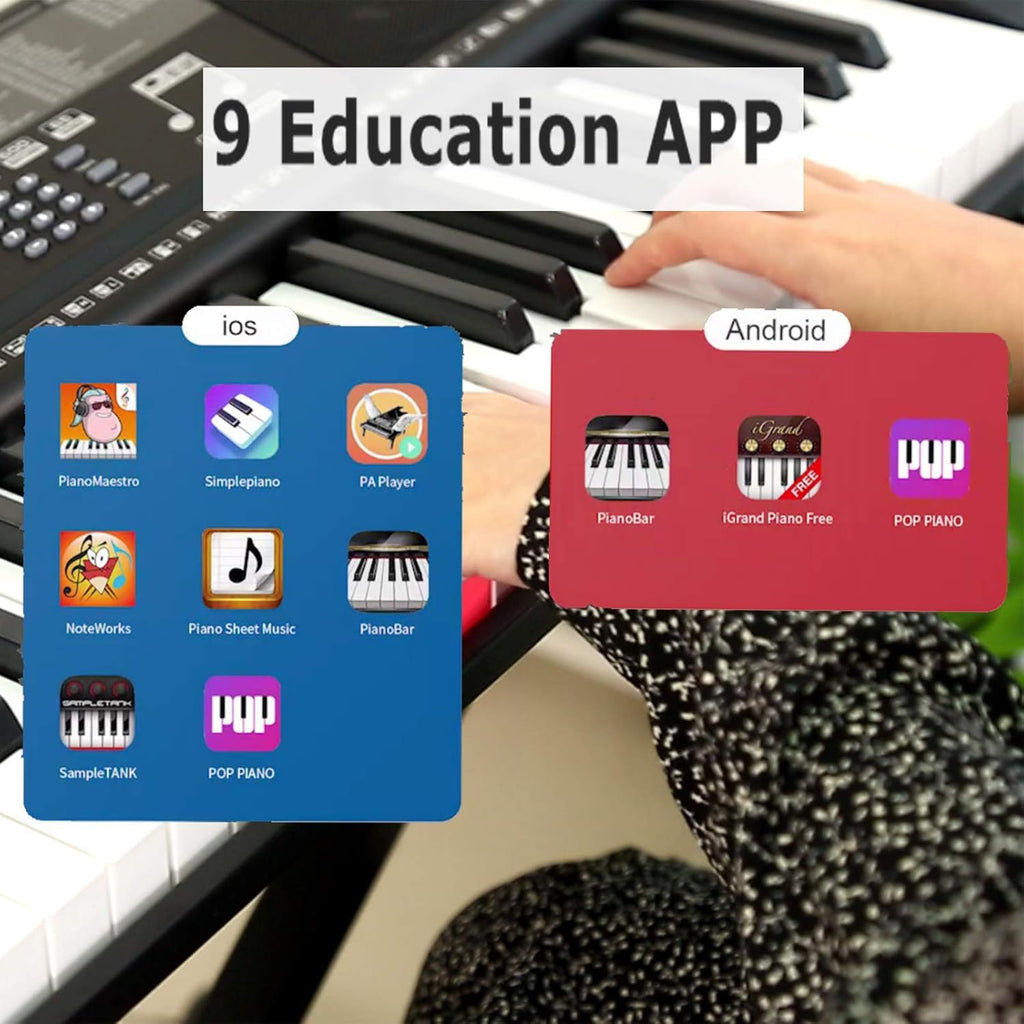 61 Key Light Up Portable Electric Piano Keyboard with Stand, Built-in Speakers, Headphones, Microphone T8823