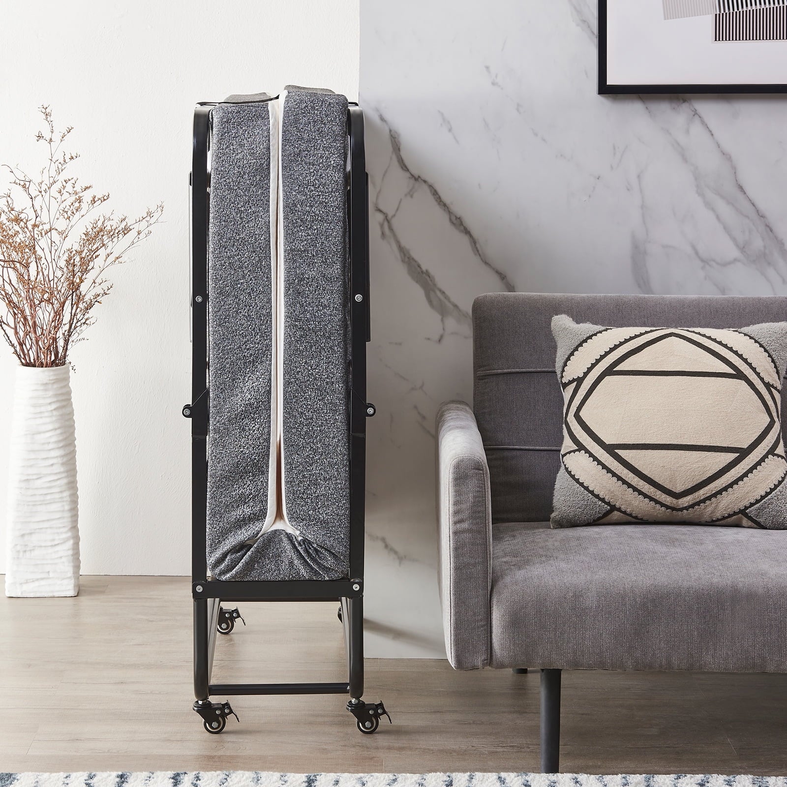 Folding Bed with 5" Memory Foam Mattress, Metal Frame O23123