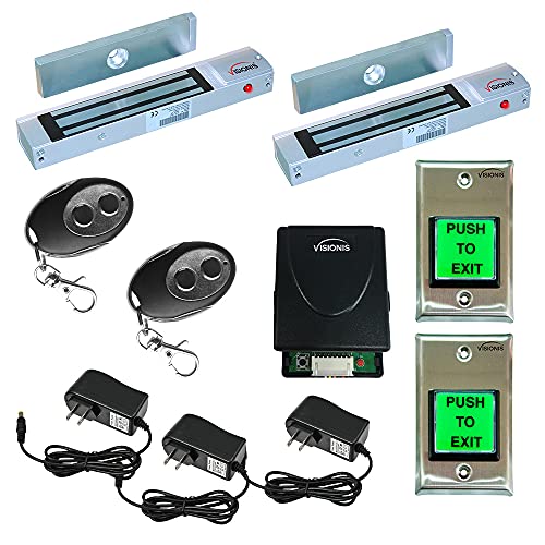 Two Door Access Control Electromagnetic Lock Kit with Wireless Receiver and Remote V7323