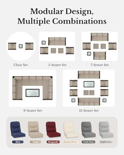 7PCS Blue Wicker Patio Furniture Set with Cushion F5269