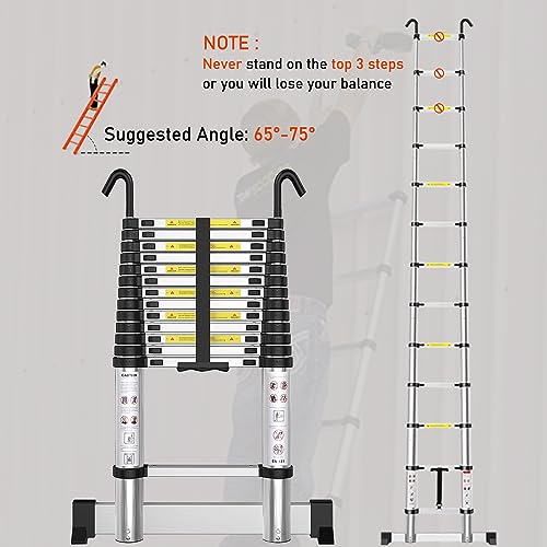 12.5 FT Aluminum Telescoping Ladder with Stabilizer W51808