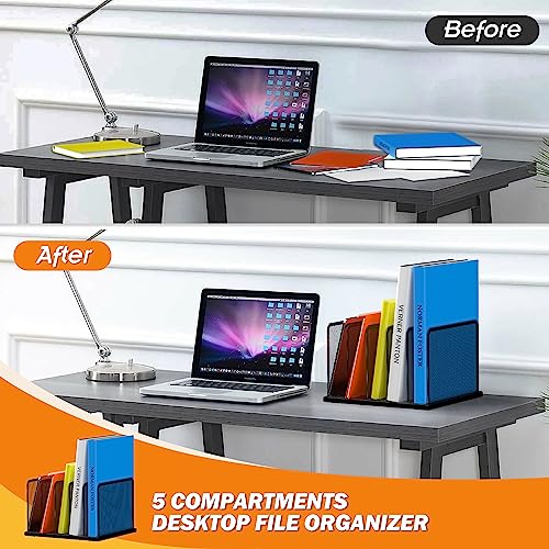 Purple Mesh 5-Section Desktop File Organizer W674890