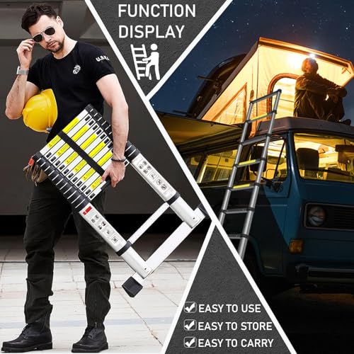 12.5 FT Aluminum Telescoping Ladder with Stabilizer W51808