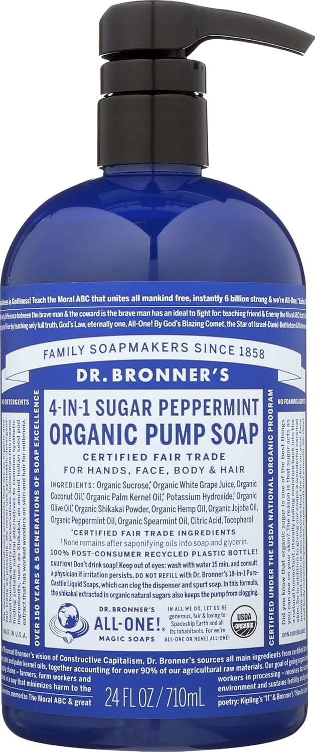 Organic Sugar Peppermint Liquid Soap, 24 Fluid Ounce A890
