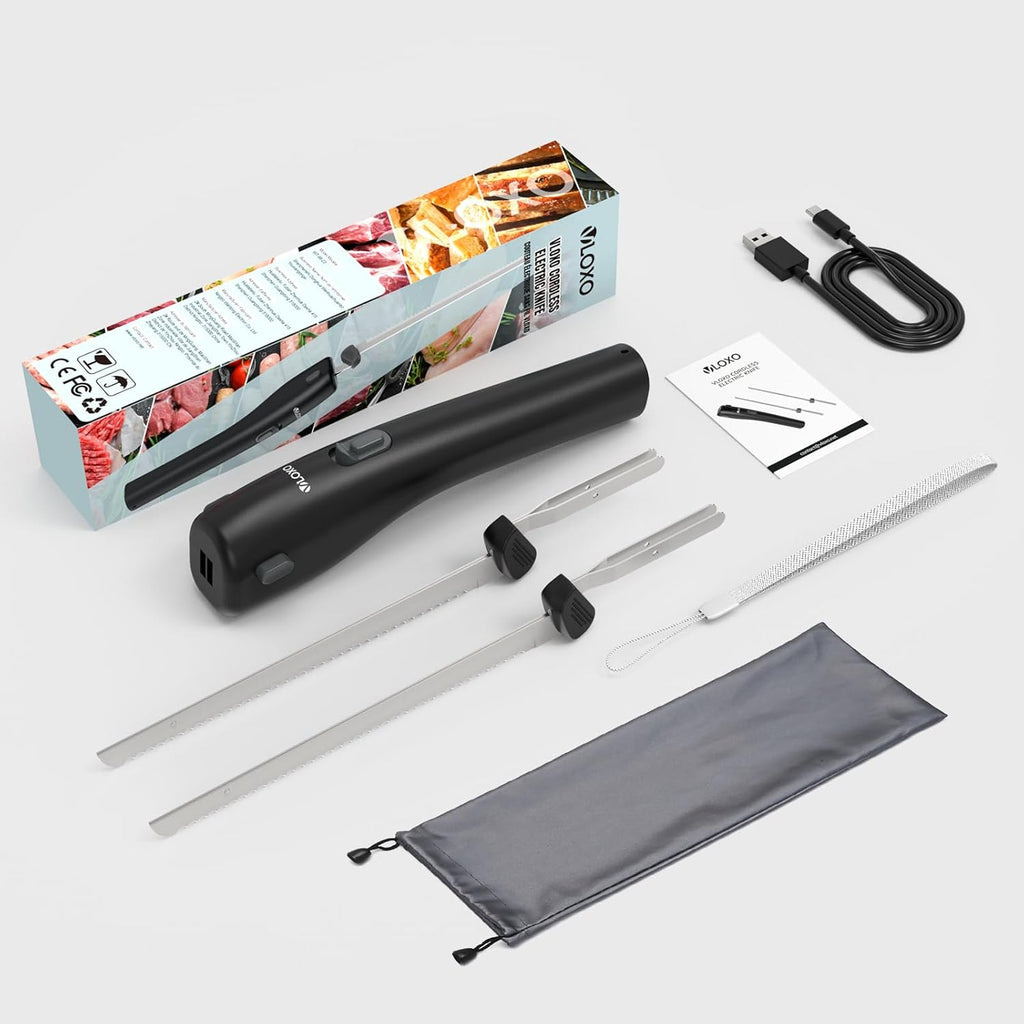 Cordless Electric Knife with Safety Lock Include 2 Blades O684542