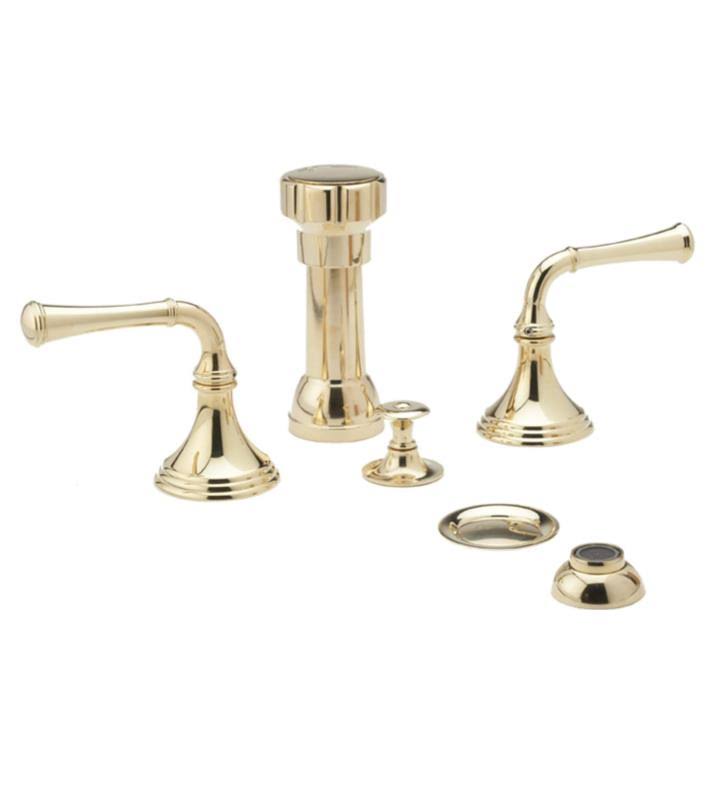 Polished Brass Four Hole Deck Mounted Bidet Faucet Set B80677