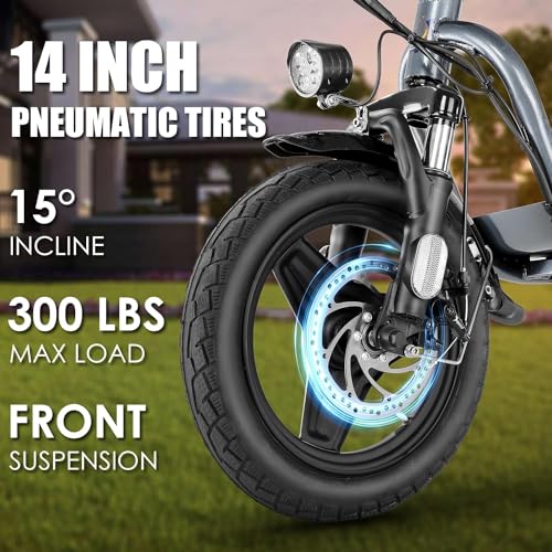 500W/800W/1200W Electric Scooter with Seat, 14" Fat Tire, Foldable Electric Scooter S748