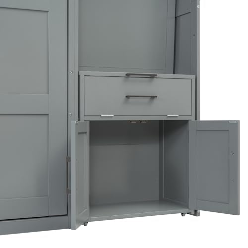 Queen Size White Murphy Bed with Desk Y926