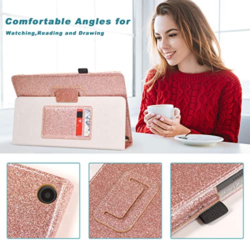 Glitter Rose Folio Leather Cover for Onn 10.1 Tablet G32451