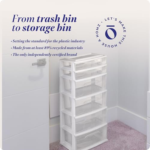 White 6-Tier Clear Plastic Storage Drawer Tower O339