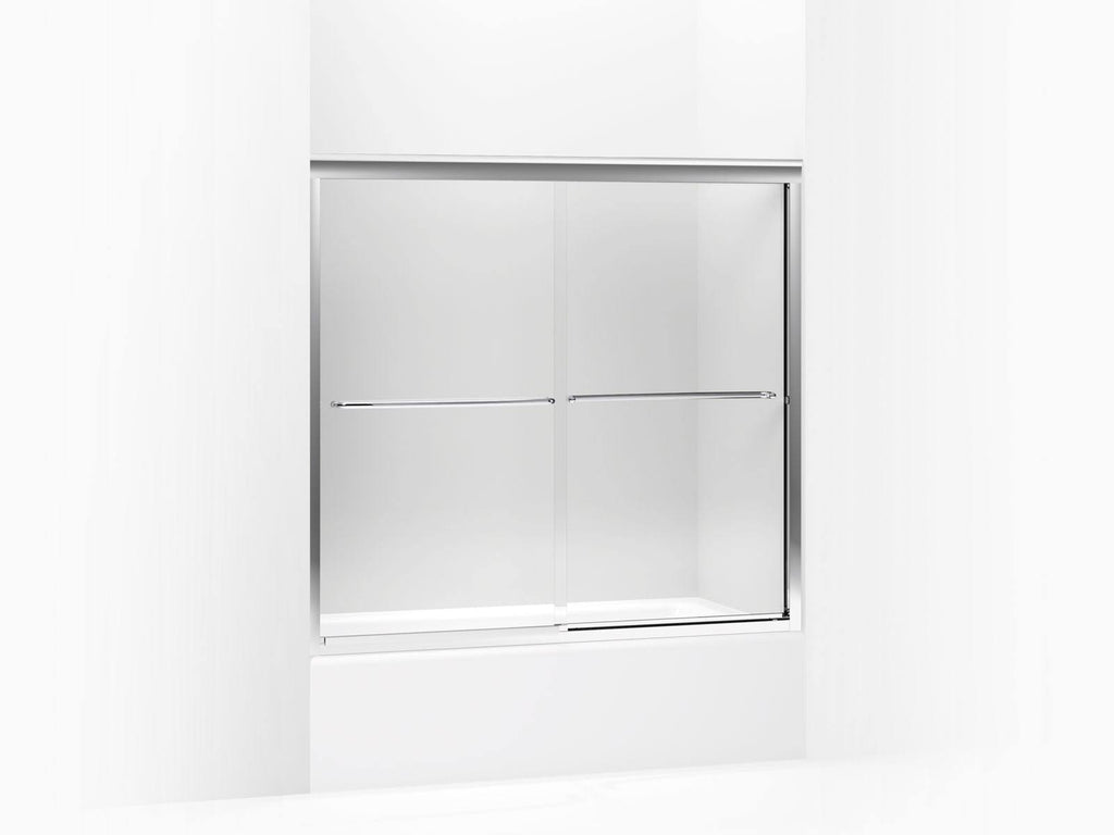 Bright Polished Silver Frameless Bypass Bath Door E823