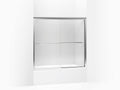 Bright Polished Silver Frameless Bypass Bath Door E823