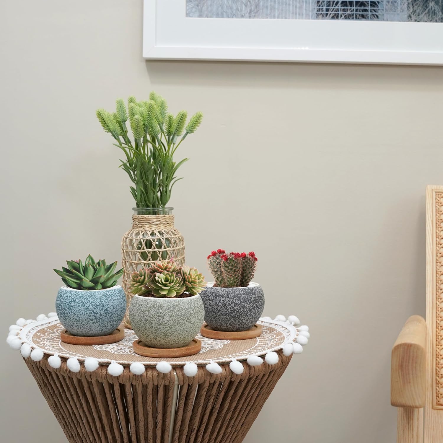 6 Pack 3 inch Ceramic Flower Pots with Drainage G105227