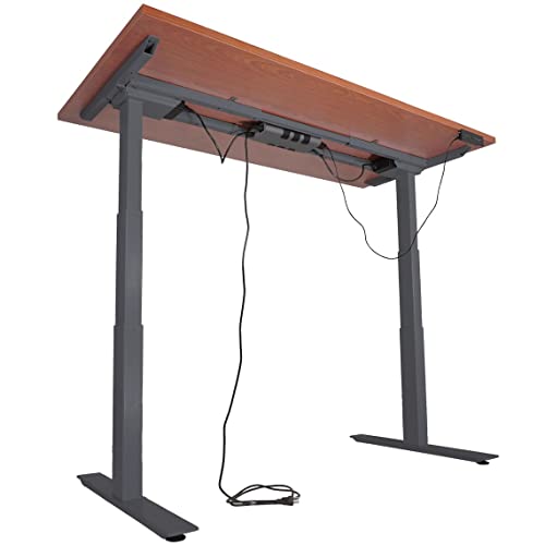 Adjustable Sit/Stand Desk 60"x30" Cherry Wood Finish Black Frame L21307