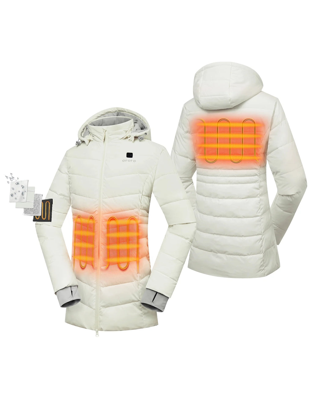 Women's Heated Puffer Parka Jacket (White, M) T88214