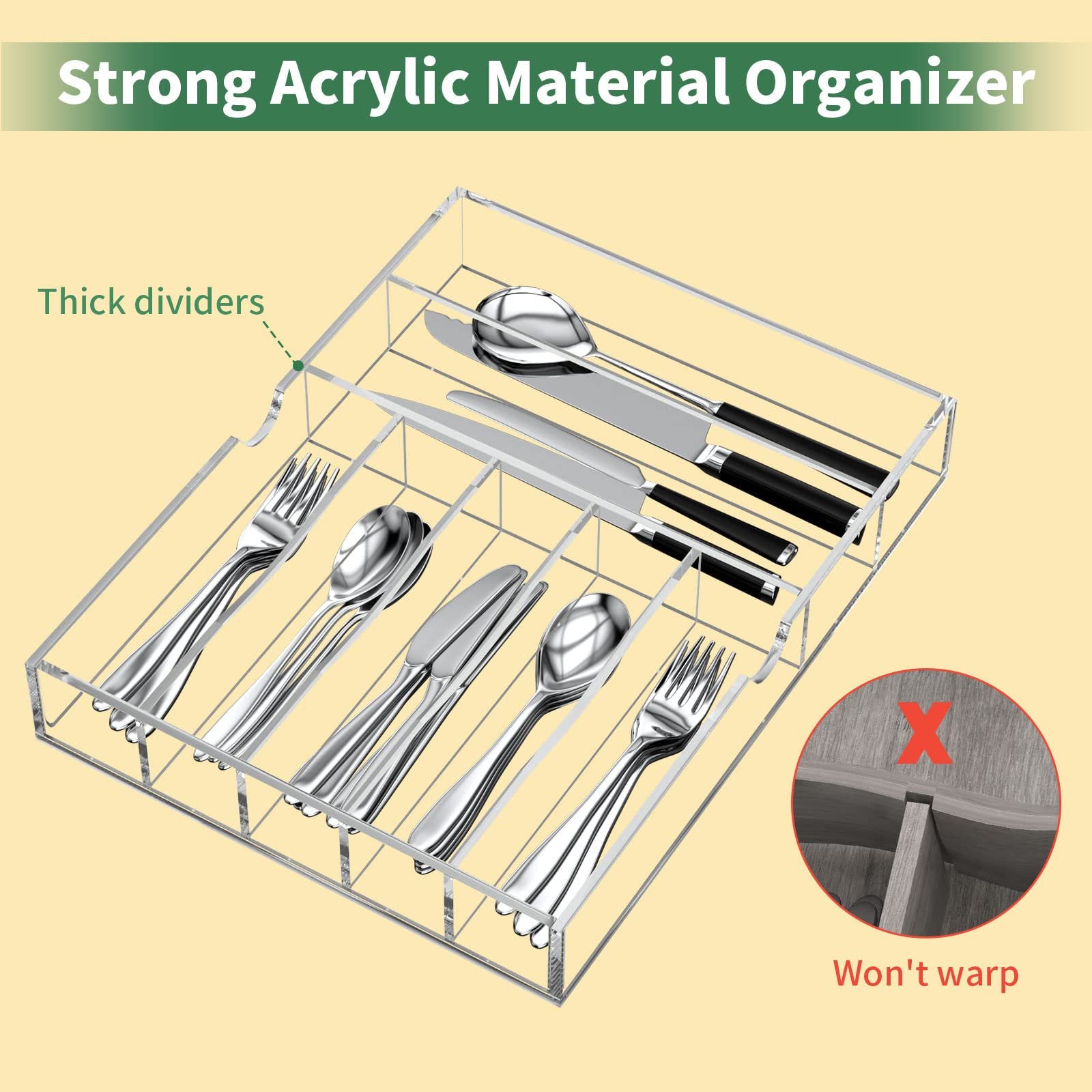 Clear Acrylic Expandable Drawer Organizer with 9 Compartments Q333620