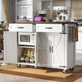 Black Kitchen Island with Storage Cabinet on Wheels, 53.5'' Mobile Kitchen Cart with Power Outlet, Drop Leaf, Spice Rack and Drawer M692