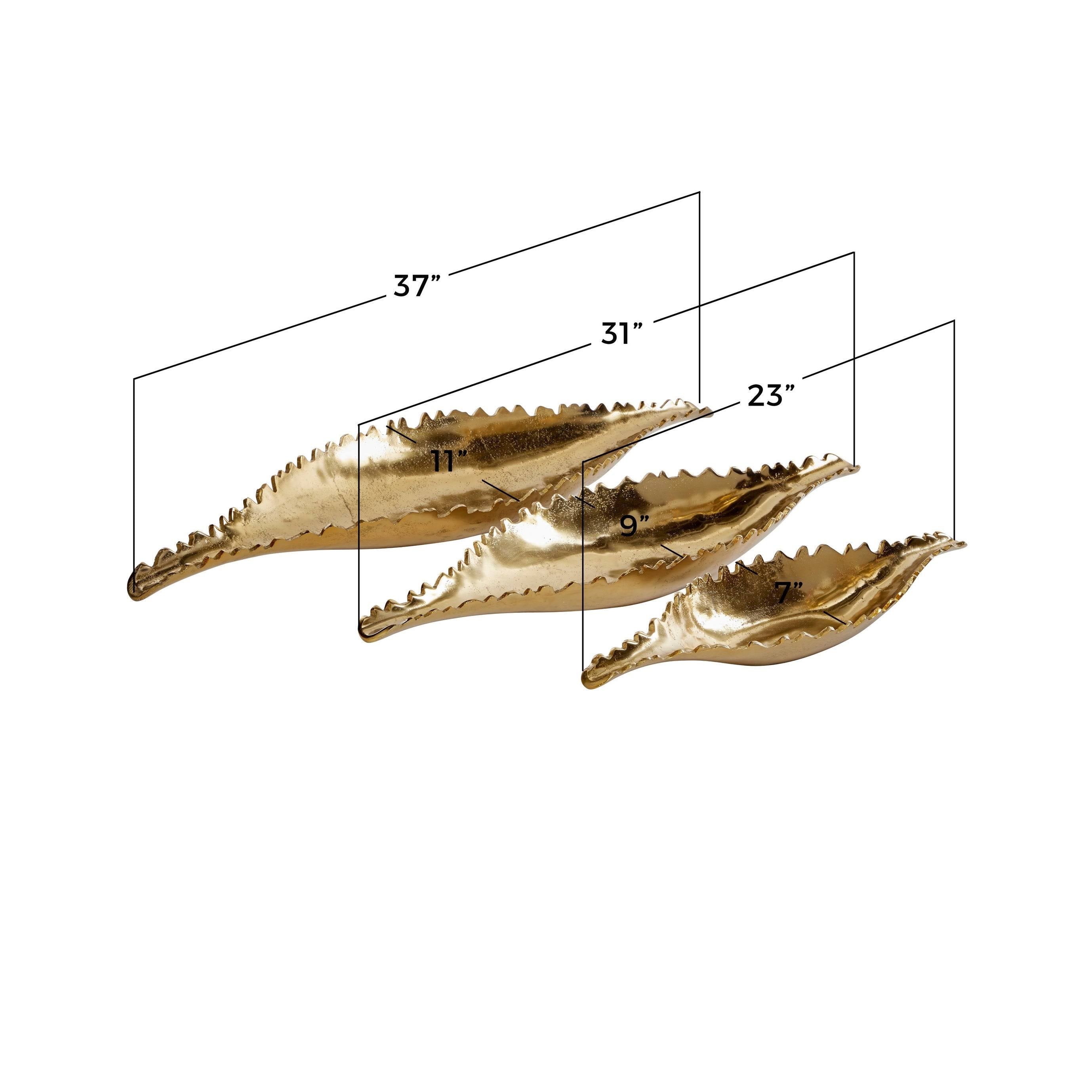 Large Metallic Gold Metal Boat Trays, Set of 3 U7878