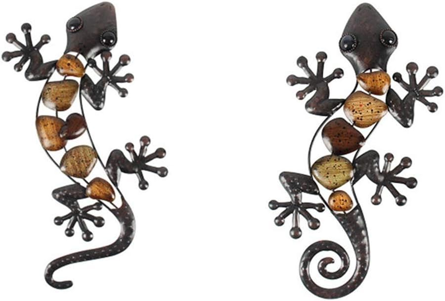 Metal Gecko Wall Statues (2 Pack) K8916