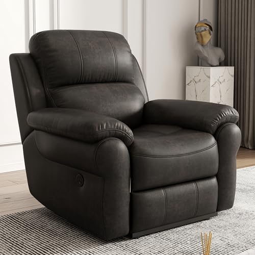 Black Fabric Power Recliner Chair with USB Ports S89547