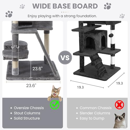 Grey Multi-Level Cat Tree with Scratching Posts O308