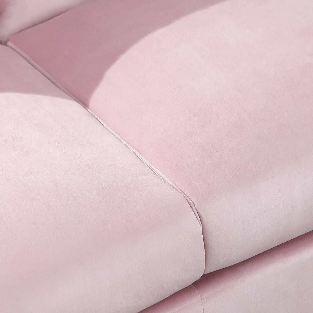 Pink Tufted Fabric Sofa with Scroll Arm Z346119