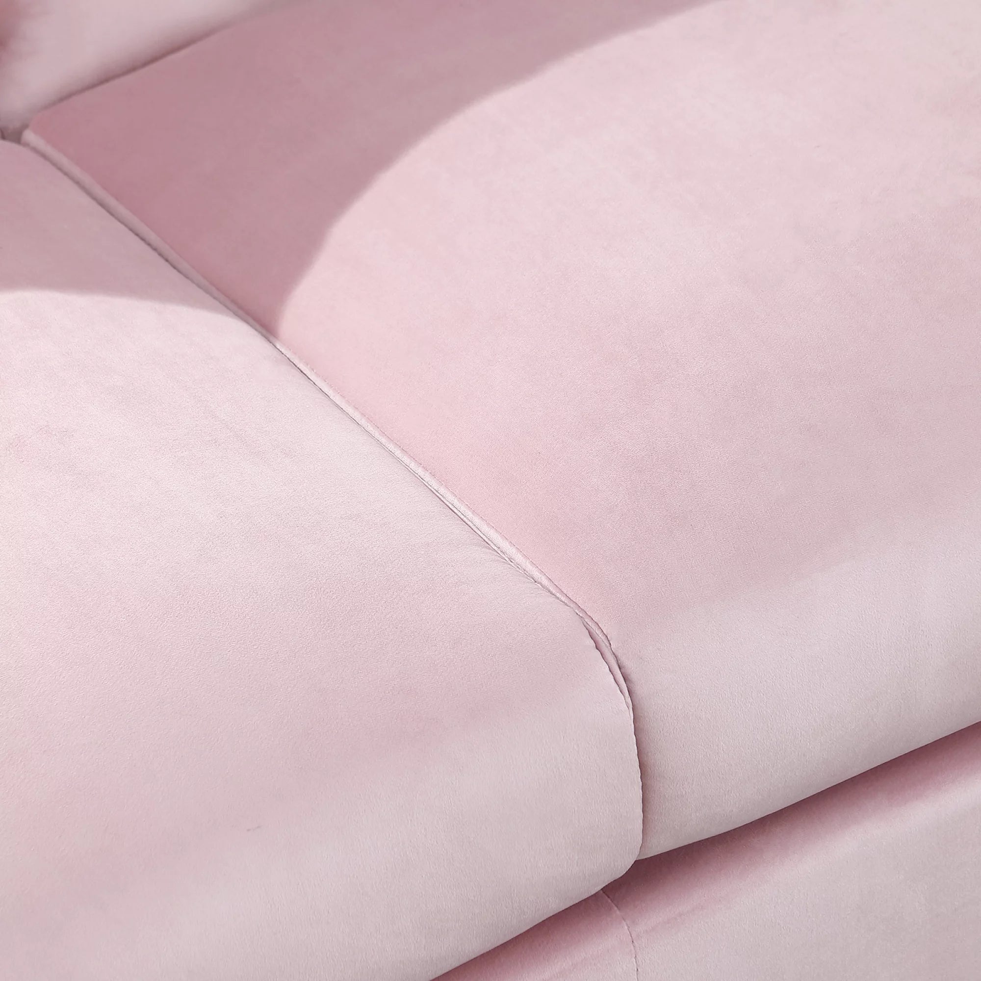 Pink Tufted Fabric Sofa with Scroll Arm Z346119