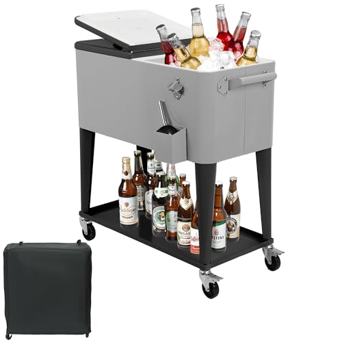 80 Quart Rolling Cooler Cart with Wheels E400