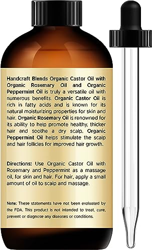 Organic Castor Oil with Rosemary and Peppermint Oil in Glass Bottle - 2 Fl Oz F33664