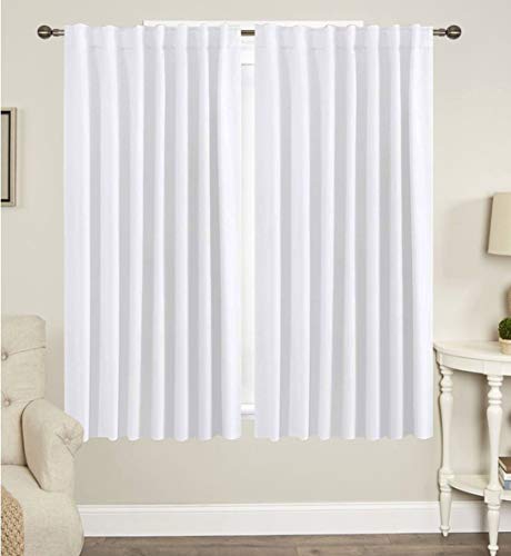White Cotton 84 Inch Curtains Set of 2 V30332