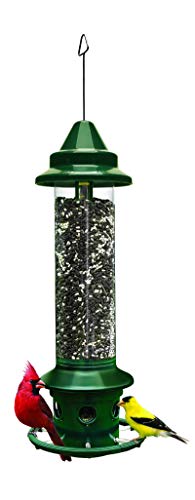 Green Squirrel-proof Bird Feeder with 6 Feeding Ports, 5.1-pound Seed Capacity, Pole-mountable Y70372