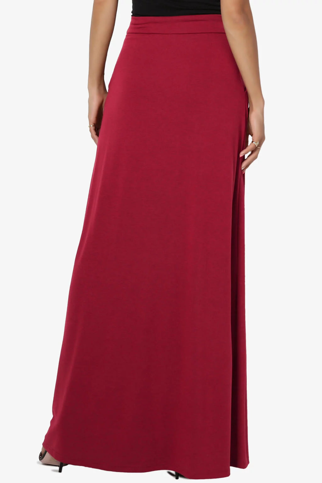 Women's PLUS Drawstring Waist Pocket Drapey Jersey A-Line Long Maxi Skirt X54505