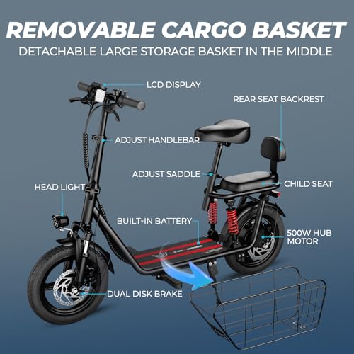 850W Peak Electric Scooter with Seat, 22MPH, 25 Miles Range, 14" Pneumatic Tire, Folding E Scooter H4861