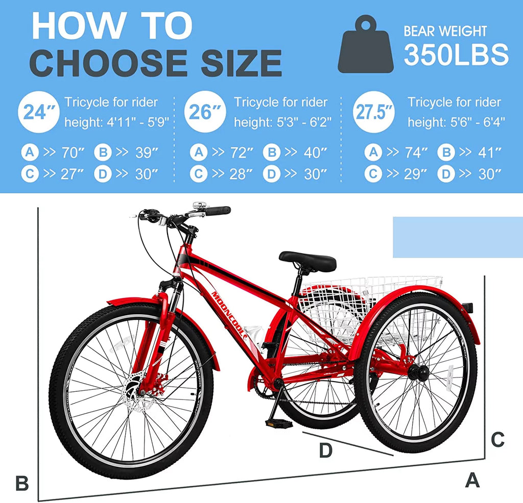 Mountain Tricycle 7-Speed 26 inch with Cargo Basket X987
