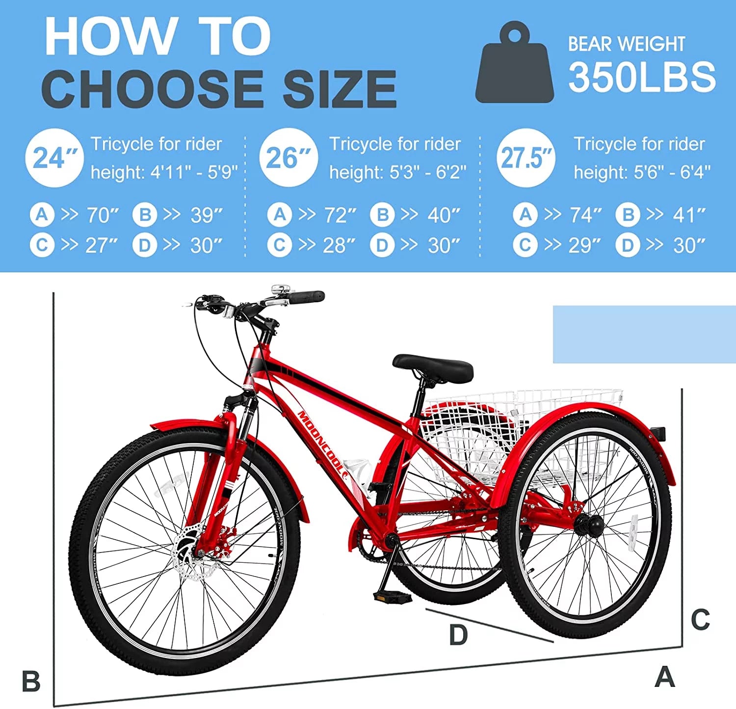 Mountain Tricycle 7-Speed 26 inch with Cargo Basket X987